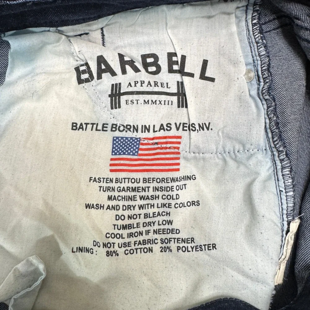 Barbell Apparel Jeans Mens 32 Dark Wash Blue Slim Athletic Fit Stretch Denim - Picture 8 of 11